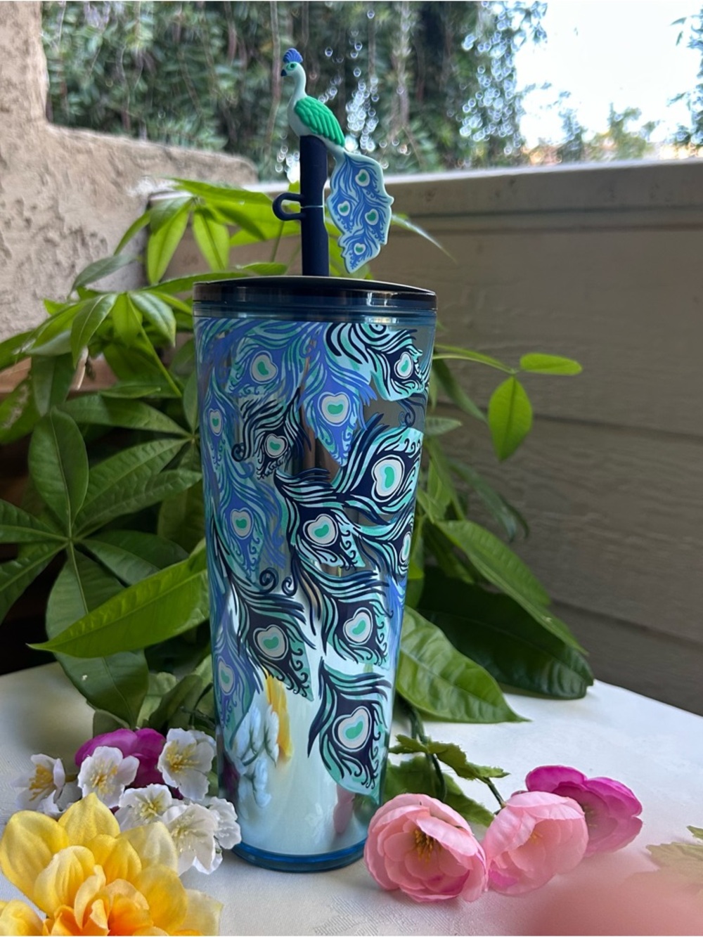 Starbucks 2024 Holidays Peacock 24oz Tumbler with Silicone Straw Topper